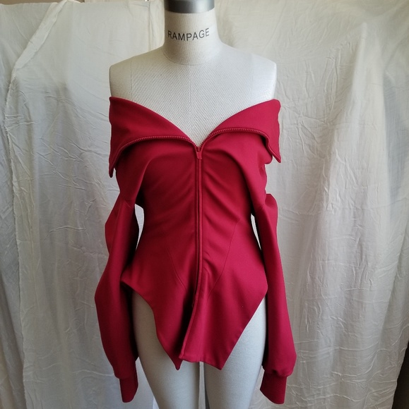 BNWT Y-3 red zip up lux hood track jkt